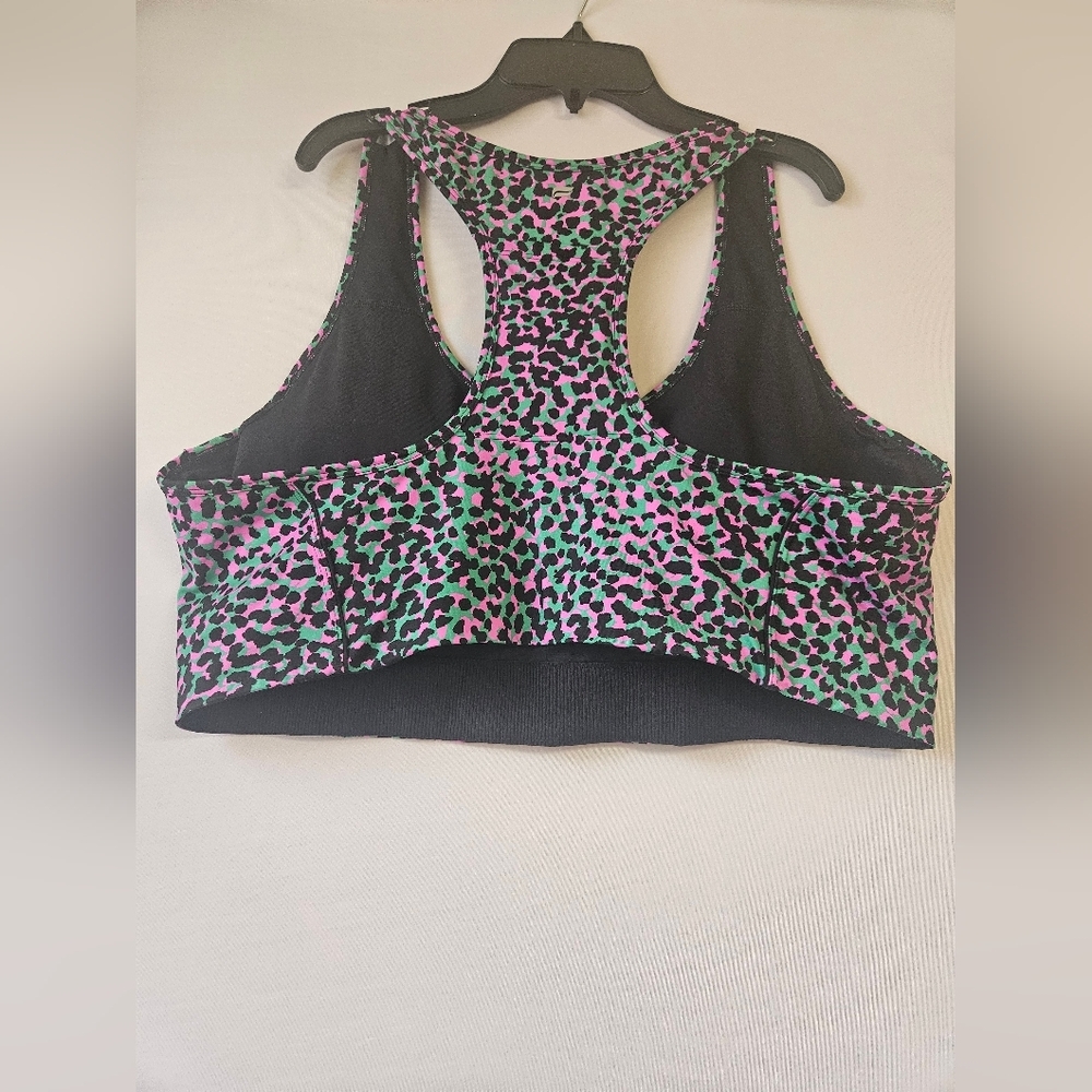 Fabletics Pink & Green Cheetah Print Workout Crop… - image 2